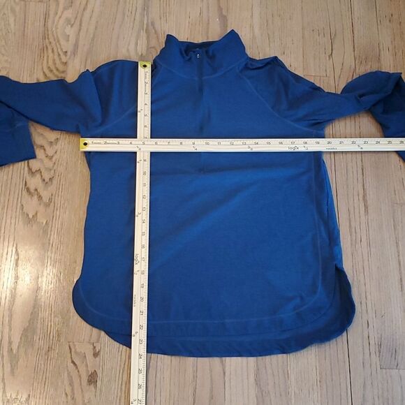 APANA YOGA QUARTER ZIP TOP VARIEGATED HEATHERED BLUE SIZE MEDIUM BACK VENT SLITS - Picture 9 of 9